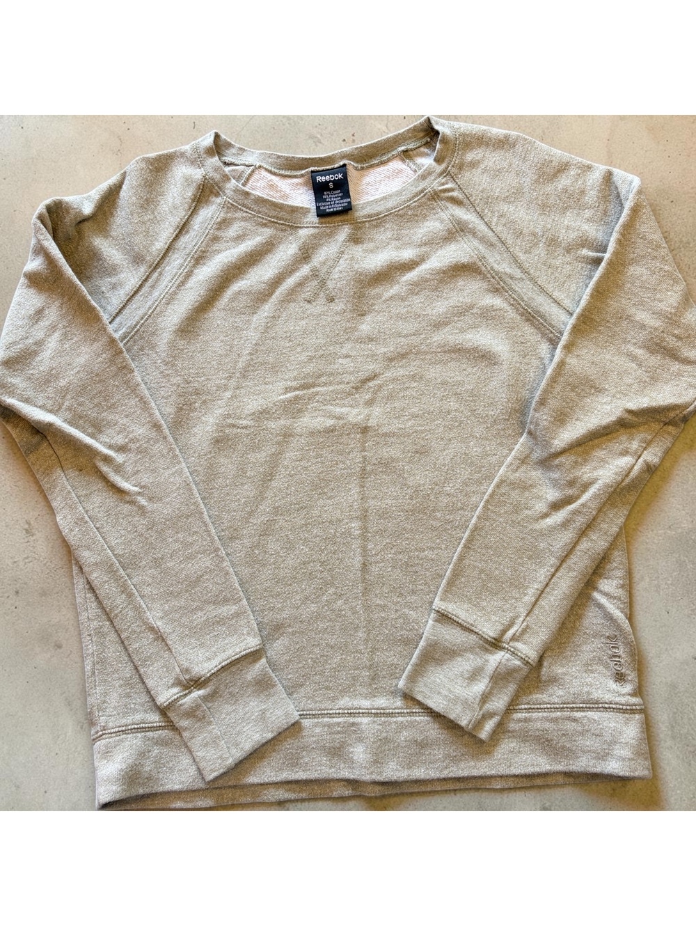 Reebok Women’s Light Gray-Green Textured Crewneck Sweatshirt 🤍💚